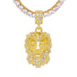 Iced Medium Lion Pendant with 3.5mm Tennis Chain 24" - HS-81086