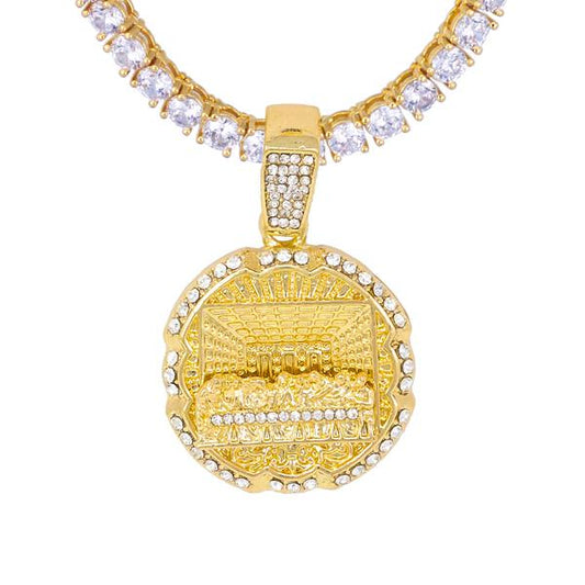 Iced Medium Lion Pendant with 3.5mm Tennis Chain 24" - HS-81082