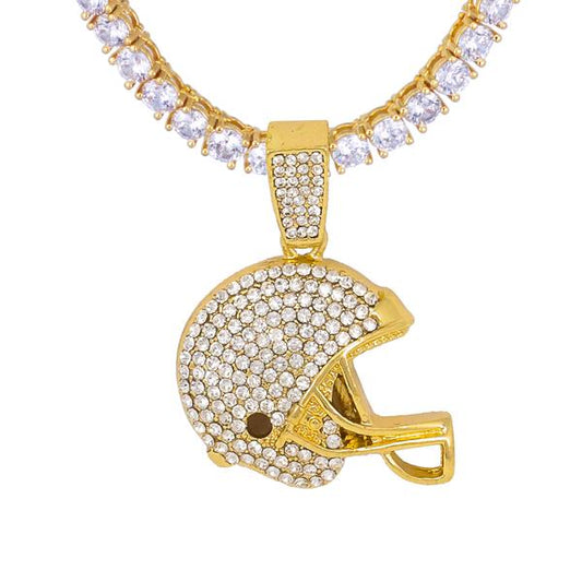 Iced Medium  Pendant with 3.5mm Tennis Chain 24" - HS-81049