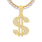 Iced Medium Dollar Pendant with 3.5mm Tennis Chain 24" - HS-81087