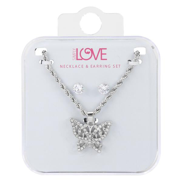 Ladies Butterfly Necklace with Earrings Set - DDS-LMP-BFLY-003