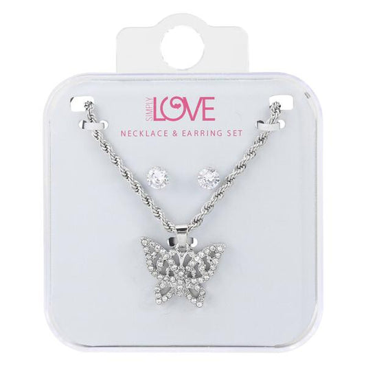 Ladies Butterfly Necklace with Earrings Set - DDS-LMP-BFLY-003