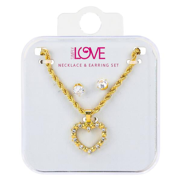 Ladies Heart Necklace with Earrings Set - DDS-LMP-HRT-005