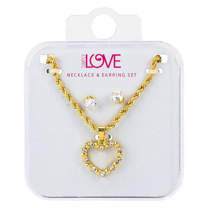 Ladies Heart Necklace with Earrings Set - DDS-LMP-HRT-005