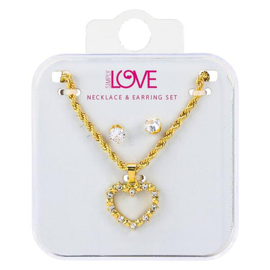 Ladies Heart Necklace with Earrings Set - DDS-LMP-HRT-005