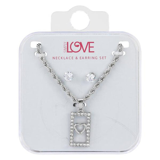 Ladies Heart Necklace with Earrings Set - DDS-LMP-HRT-009