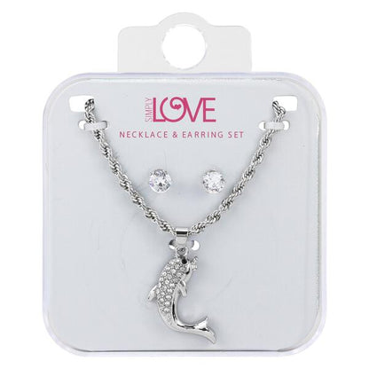 Ladies Dolphin Necklace with Earrings Set - DDS-LMP-SEA-006