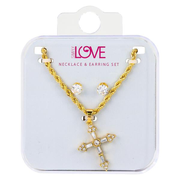Ladies Cross Necklace with Earrings Set - DDS-QND-4