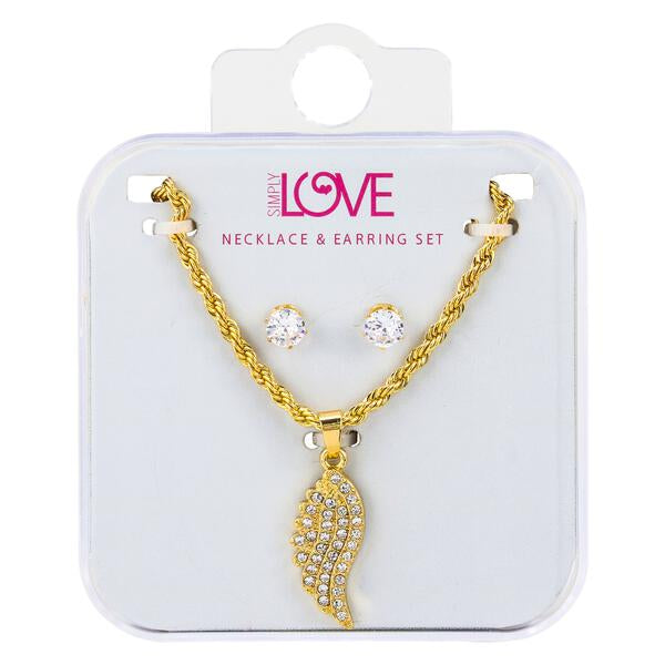 Ladies Angel Wing Necklace with Earrings Set - DDS-LMP-BRD-002