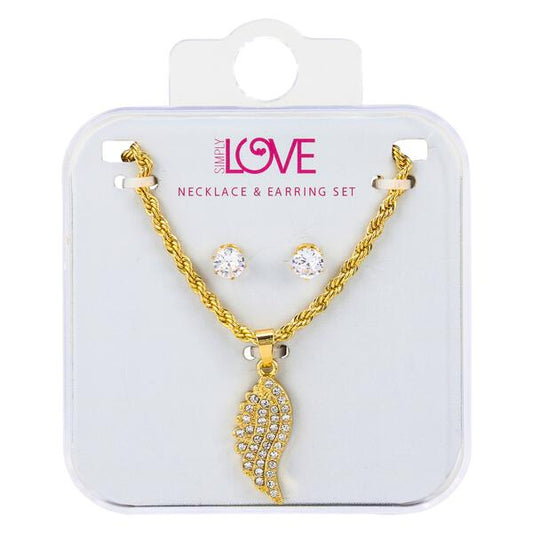 Ladies Angel Wing Necklace with Earrings Set - DDS-LMP-BRD-002