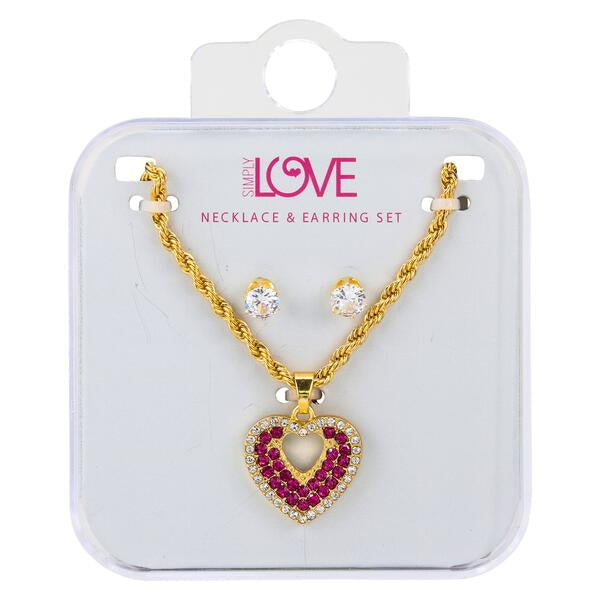 Ladies Heart Necklace with Earrings Set - DDS-QND-16