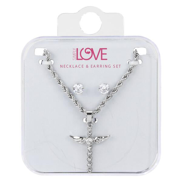 Ladies Cross Necklace with Earrings Set - DDS-LMP-CR-005