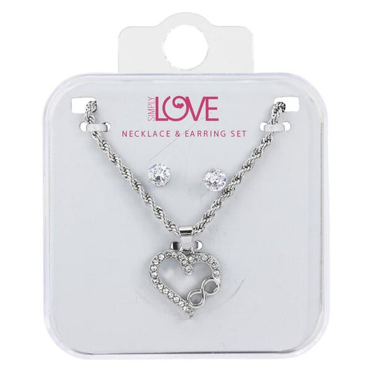 Ladies Heart Necklace with Earrings Set - DDS-LMP-HRT-008
