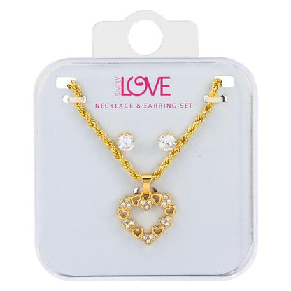 Ladies Heart Necklace with Earrings Set - DDS-LMP-HRT-004
