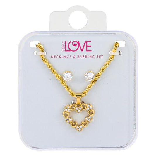 Ladies Heart Necklace with Earrings Set - DDS-LMP-HRT-004
