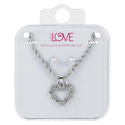 Ladies Heart Necklace with Earrings Set - DDS-LMP-HRT-004