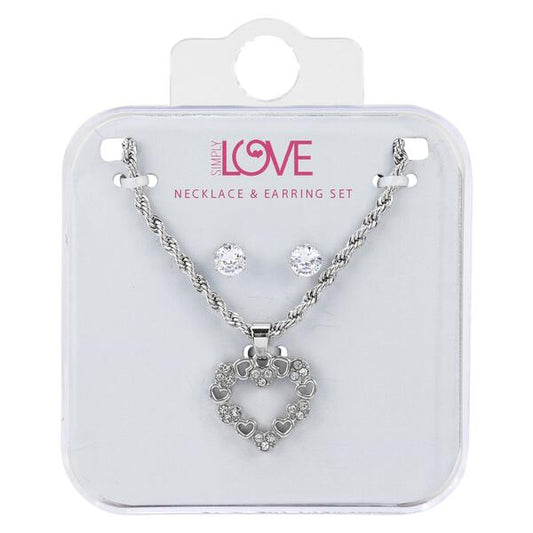 Ladies Heart Necklace with Earrings Set - DDS-LMP-HRT-004