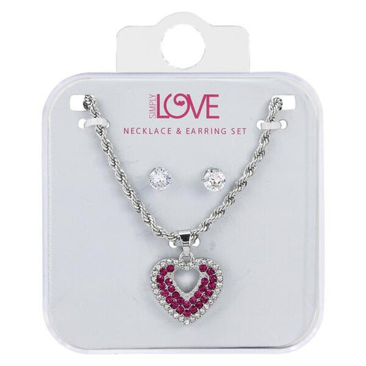 Ladies Heart Necklace with Earrings Set - DDS-QND-16