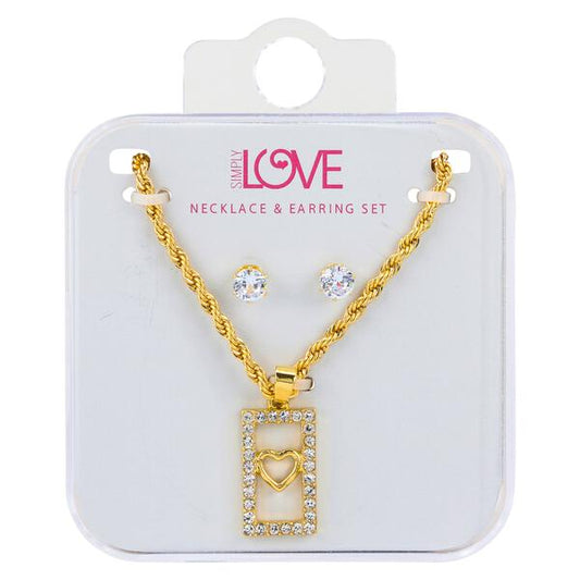 Ladies Heart Necklace with Earrings Set - DDS-LMP-HRT-009