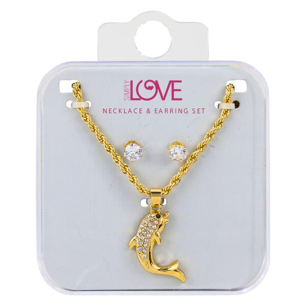 Ladies Dolphin Necklace with Earrings Set - DDS-LMP-SEA-006