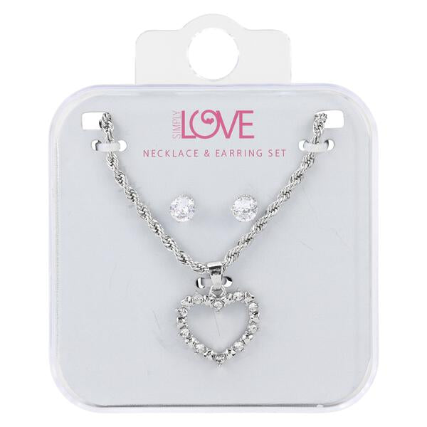 Ladies Heart Necklace with Earrings Set - DDS-LMP-HRT-005