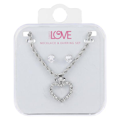 Ladies Heart Necklace with Earrings Set - DDS-LMP-HRT-005