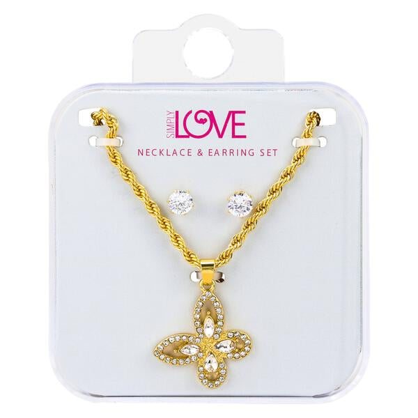 Ladies Butterfly Necklace with Earrings Set - DDS-LMP-BFLY-001