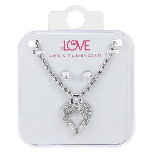 Ladies Heart Necklace with Earrings Set - DDS-LMP-HRT-013