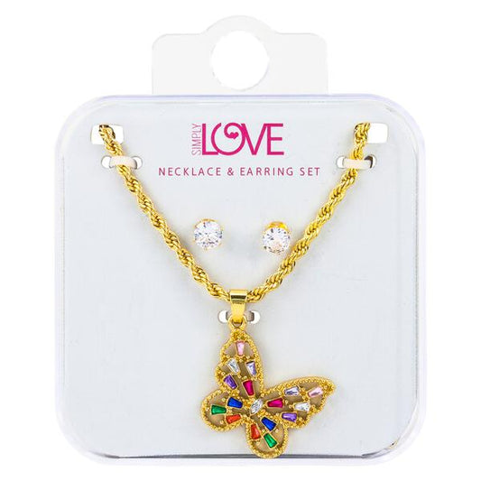 Ladies Butterfly Necklace with Earrings Set - DDS-QND-19