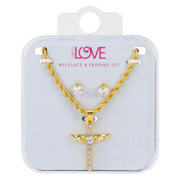 Ladies Cross Necklace with Earrings Set - DDS-LMP-CR-005