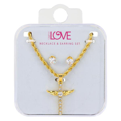 Ladies Cross Necklace with Earrings Set - DDS-LMP-CR-005