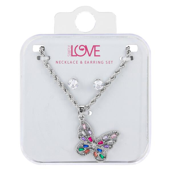 Ladies Butterfly Necklace with Earrings Set - DDS-QND-19