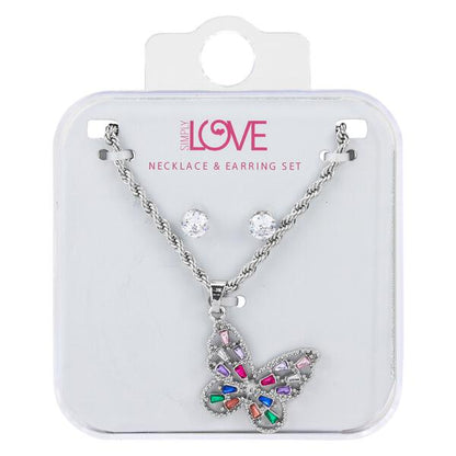 Ladies Butterfly Necklace with Earrings Set - DDS-QND-19