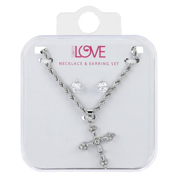 Ladies Cross Necklace with Earrings Set - DDS-QND-4