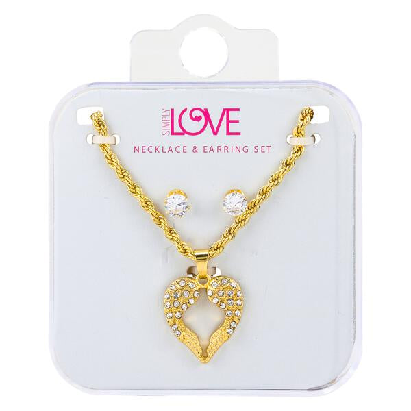 Ladies Heart Necklace with Earrings Set - DDS-LMP-HRT-013
