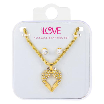 Ladies Heart Necklace with Earrings Set - DDS-LMP-HRT-013