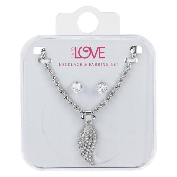 Ladies Angel Wing Necklace with Earrings Set - DDS-LMP-BRD-002