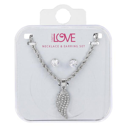 Ladies Angel Wing Necklace with Earrings Set - DDS-LMP-BRD-002
