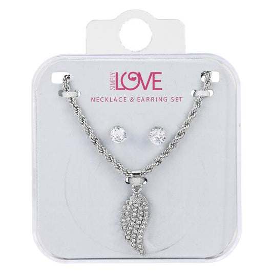 Ladies Angel Wing Necklace with Earrings Set - DDS-LMP-BRD-002