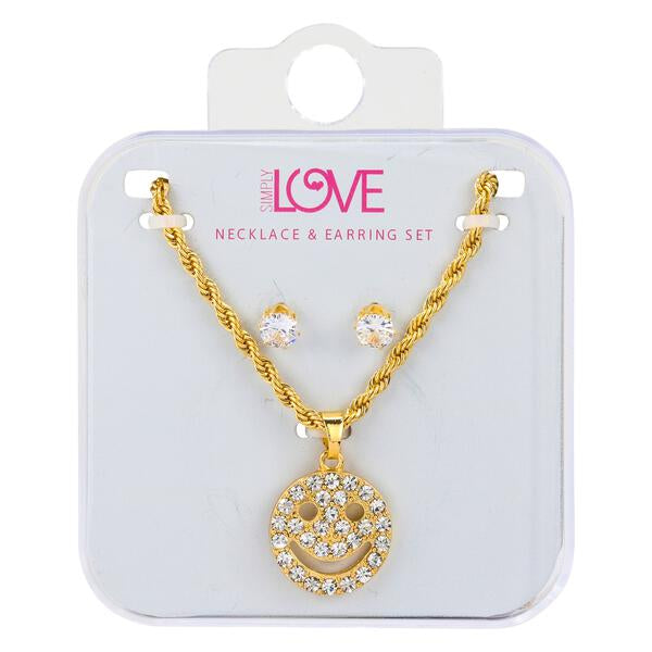Ladies Smiley Face Necklace with Earrings Set - DDS-LMP-NOV-001