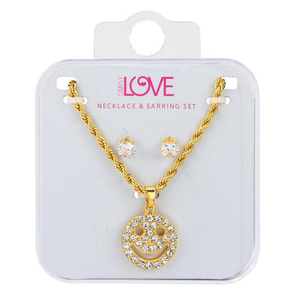Ladies Smiley Face Necklace with Earrings Set - DDS-LMP-NOV-001