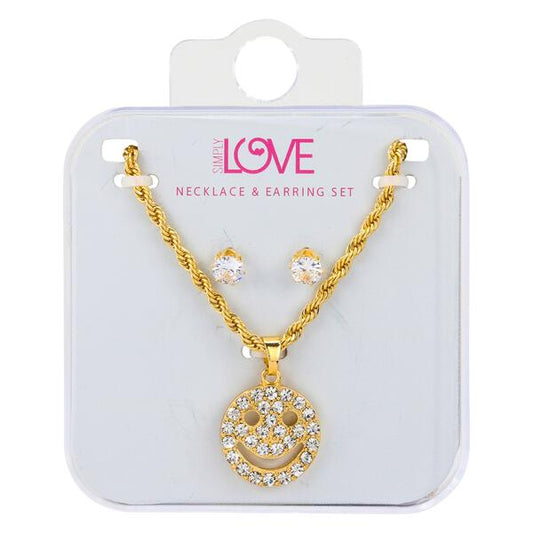 Ladies Smiley Face Necklace with Earrings Set - DDS-LMP-NOV-001