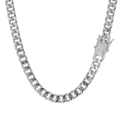 9mm Solid Miami Cuban Chain with Iced Lock - HCCH-211