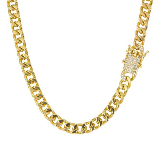 9mm Solid Miami Cuban Chain with Iced Lock - HCCH-211