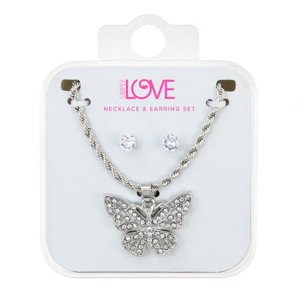 Ladies Butterfly Necklace with Earrings Set - DD-1936G