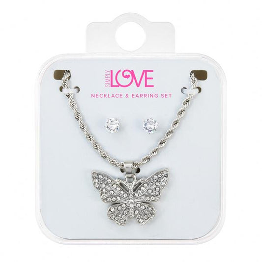 Ladies Butterfly Necklace with Earrings Set - DD-1936G