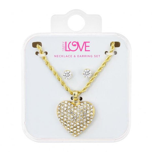 Ladies Heart Necklace with Earrings Set - DD-1937G