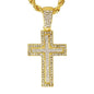 Iced Medium Cross Pendant with 4mm Rope Chain 24" - HC-2052