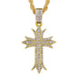 Iced Medium Cross Pendant with 4mm Rope Chain 24" - HC-1391