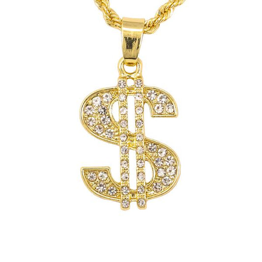 Iced Mini Money Pendant with 3mm Rope Chain - CRDHC2-217
